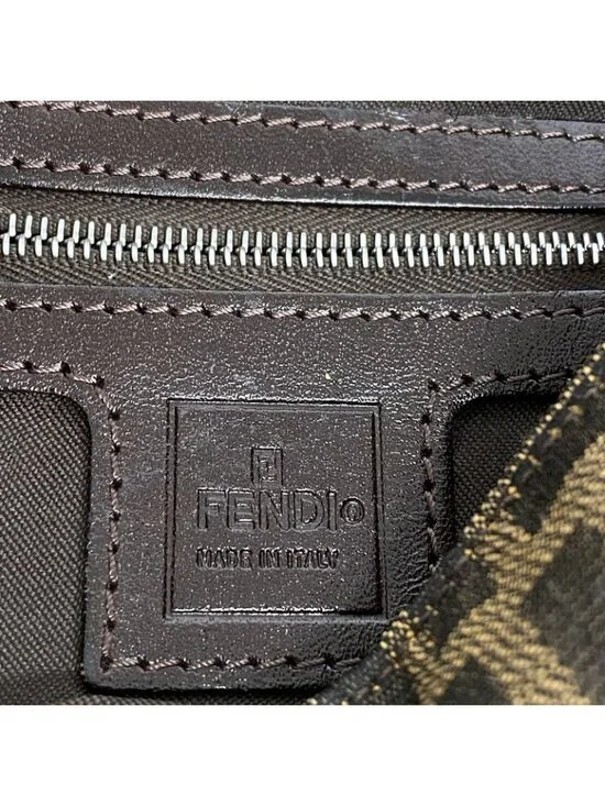 Fendi Handbag Zucca Mamma Bucket Nylon Canvas Brown Silver - Picture 5 of 10